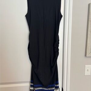 Athleta Black Maxi Dress with Blue and White Stripes